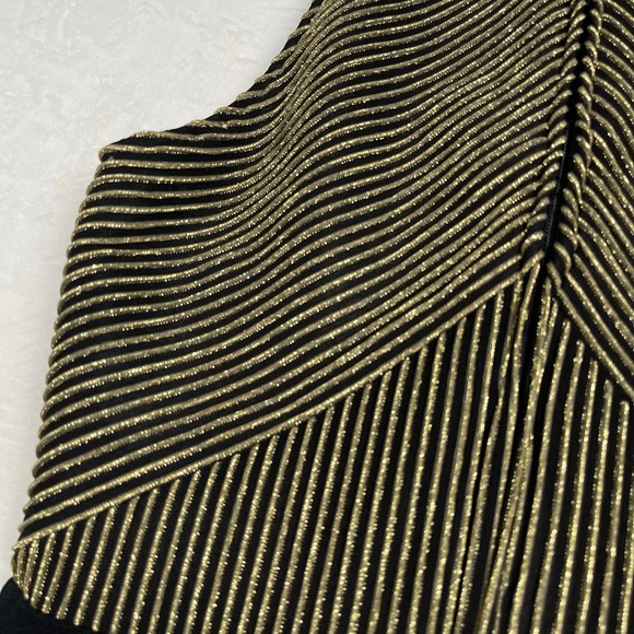 Susan Roselli Vintage 80's Glam Cocktail Fitted Maxi Gown Dress Gold Black Sz 12 - Picture 6 of 16